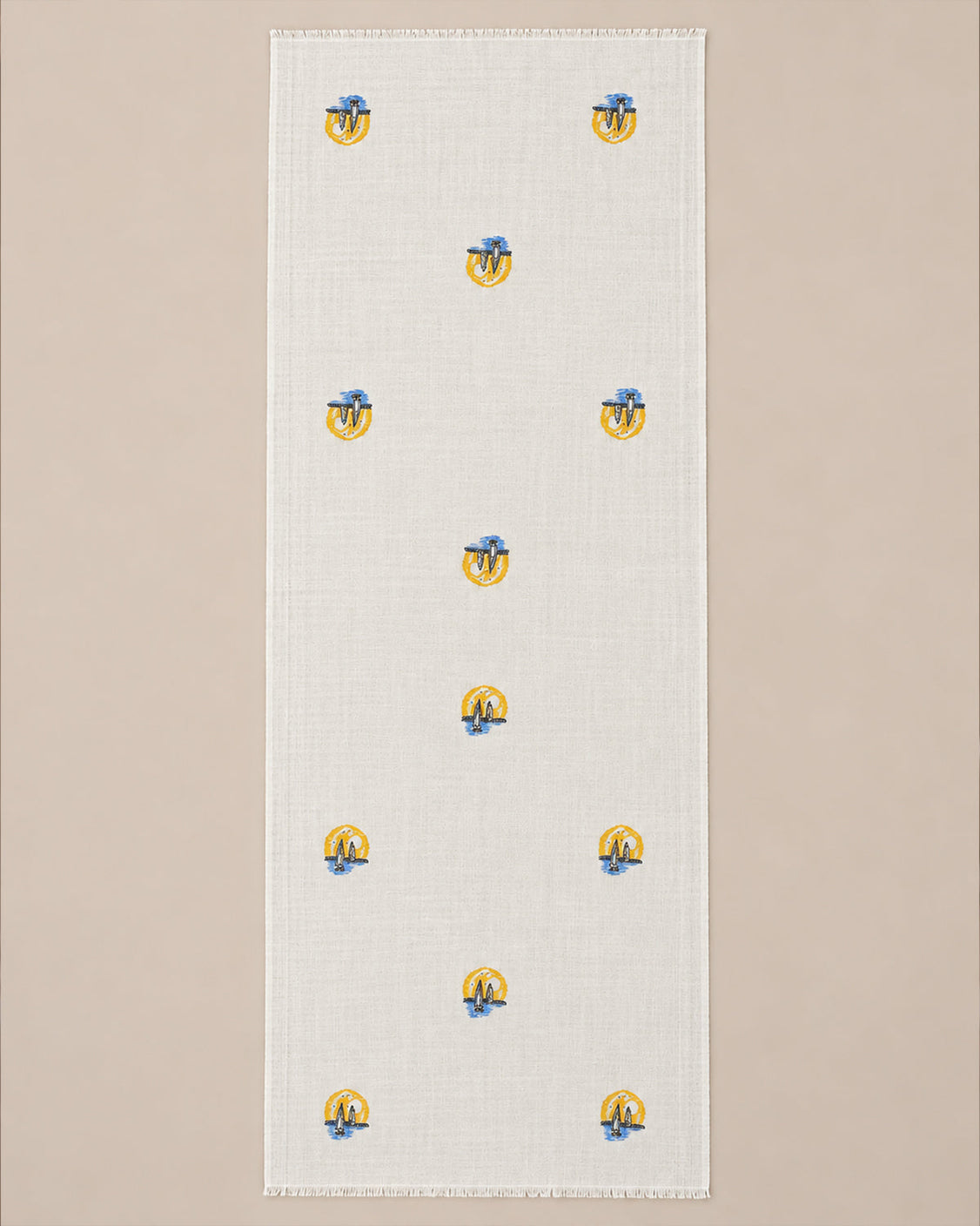 Off-White Pure Pashmina Light House Handpainted Scarf