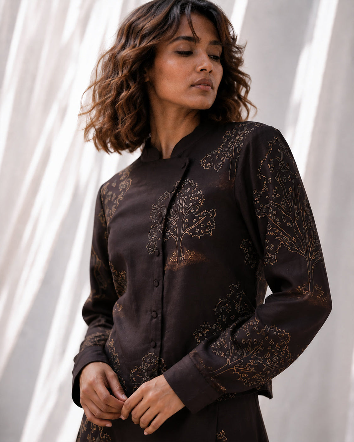 The Forest Floor - Chocolate Brown Chanderi Set