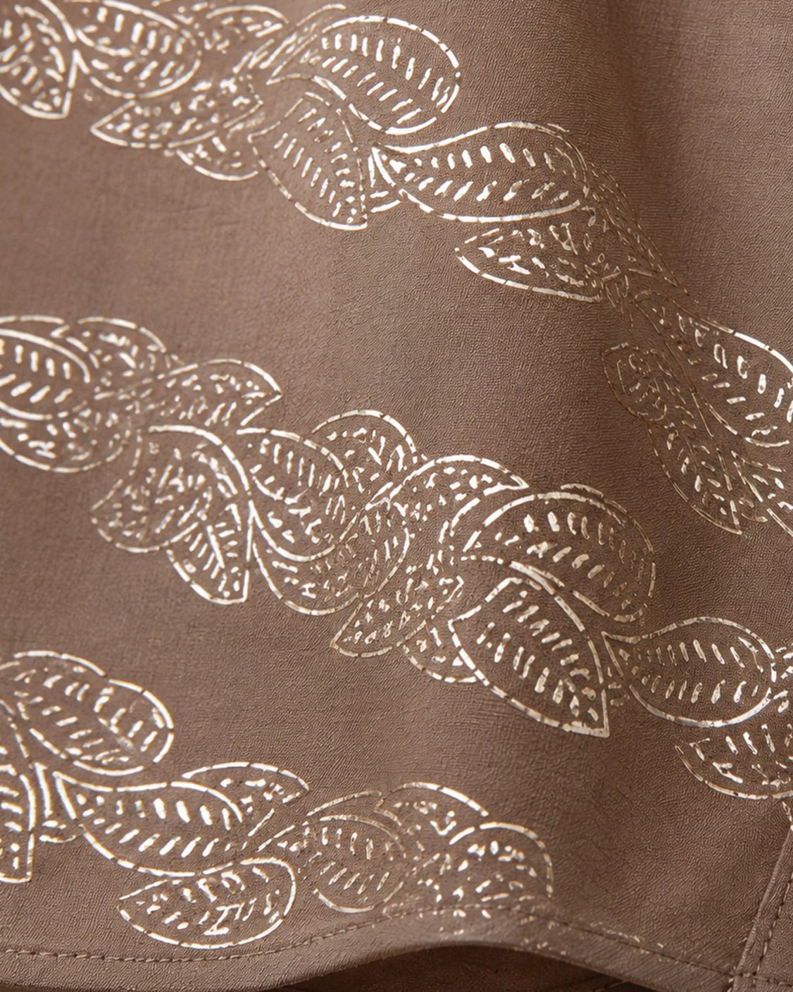 Brown Real Silver Printed Fine Wool Dress