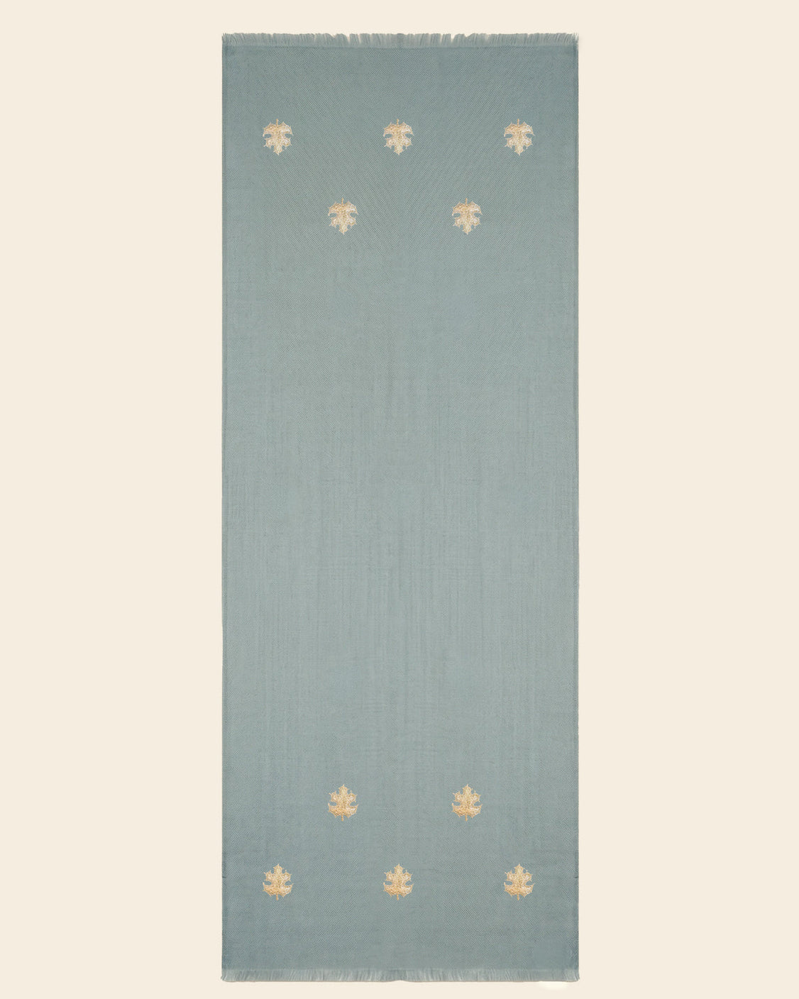 Grey Chinar Patta Embroidered Pure Pashmina Scarf