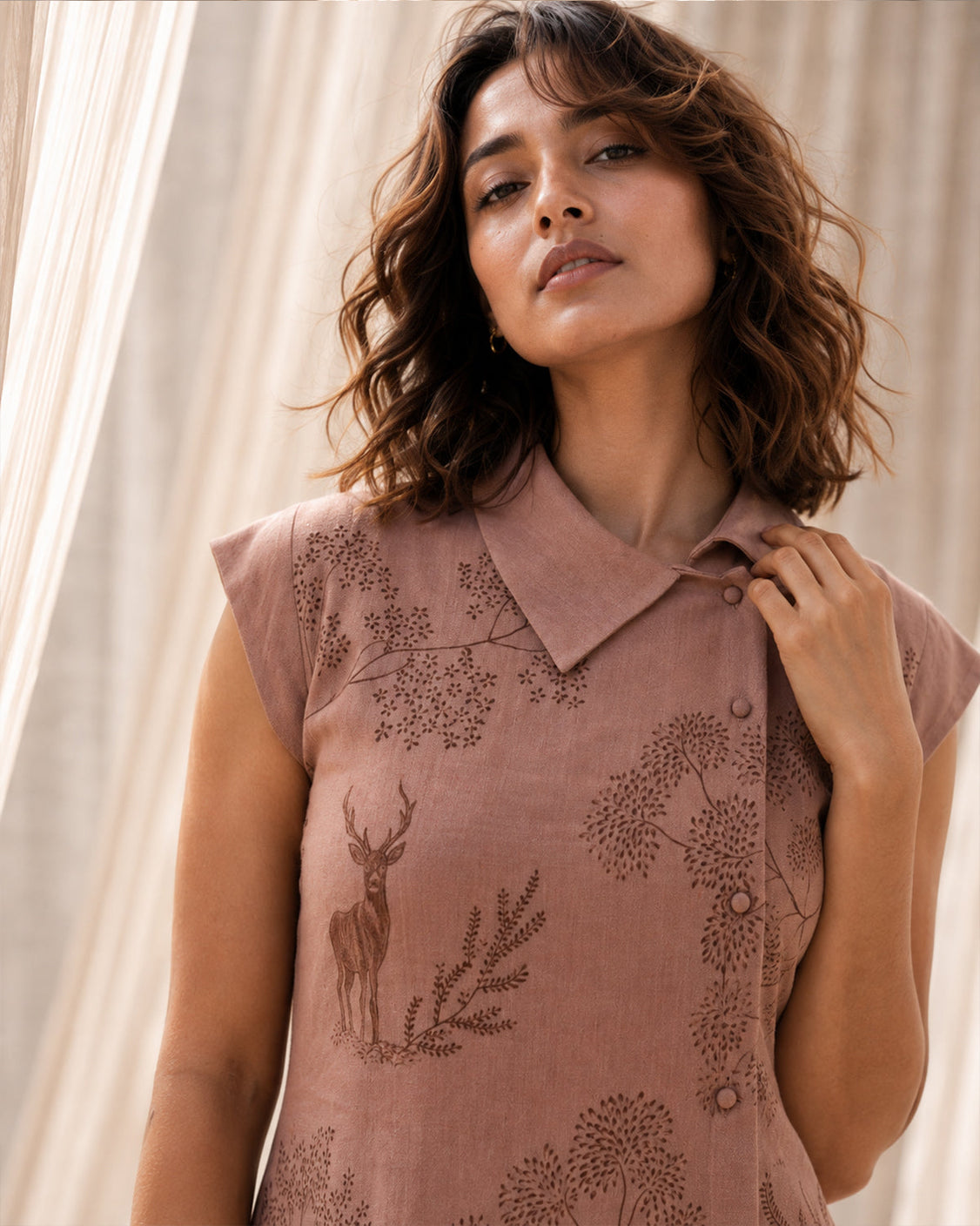 Woodland Walk - Light Brown Pashmina Dress