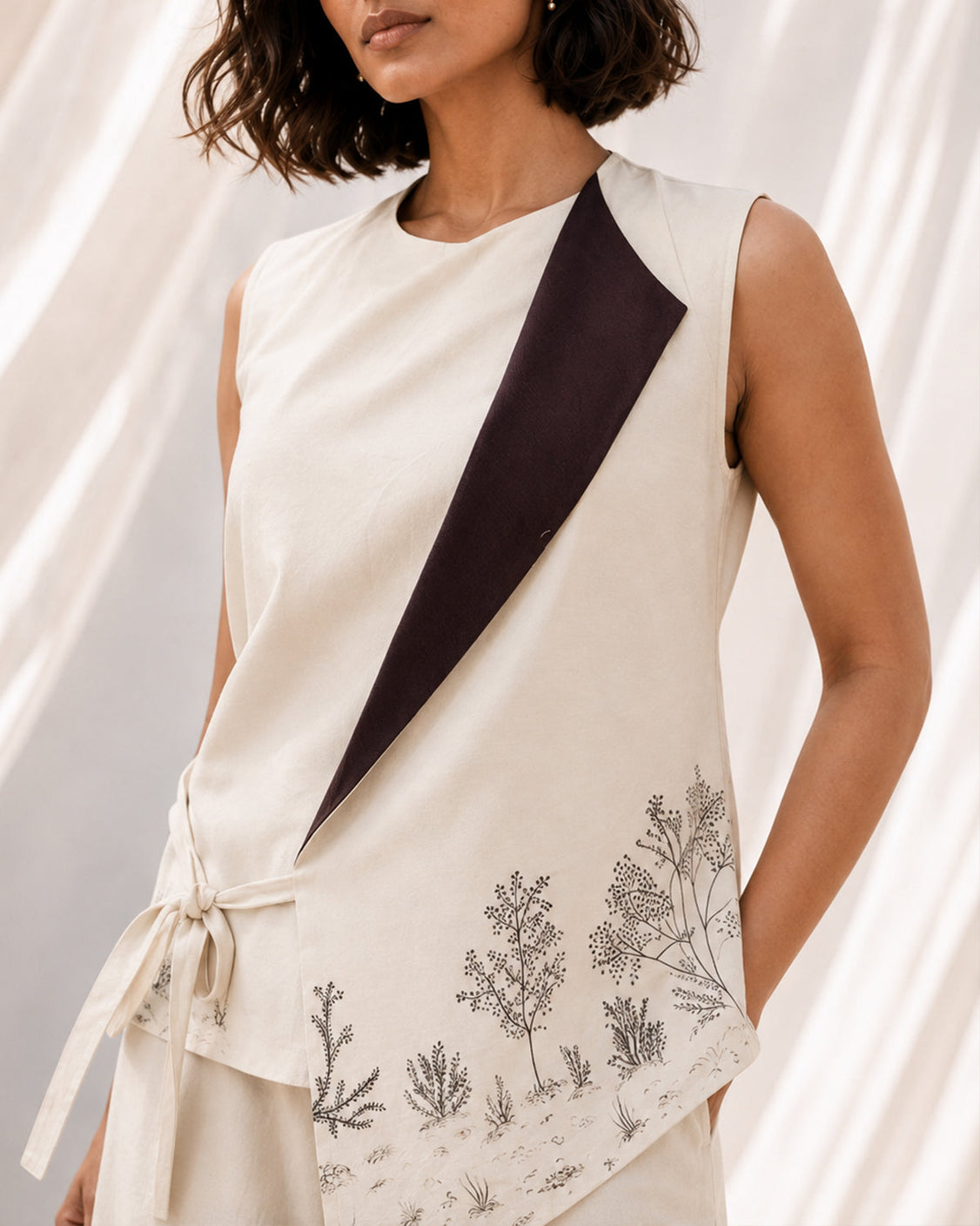 The Quiet Path - Ivory Chanderi Silk Set