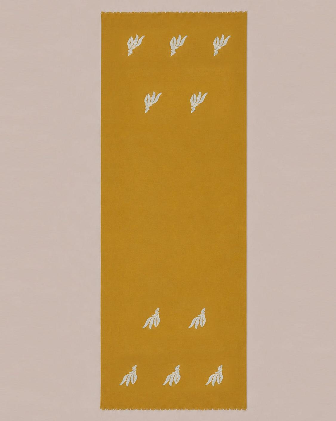 Deer Embroidered White Thread in Rusty Brown Colour Fine Wool Scarf