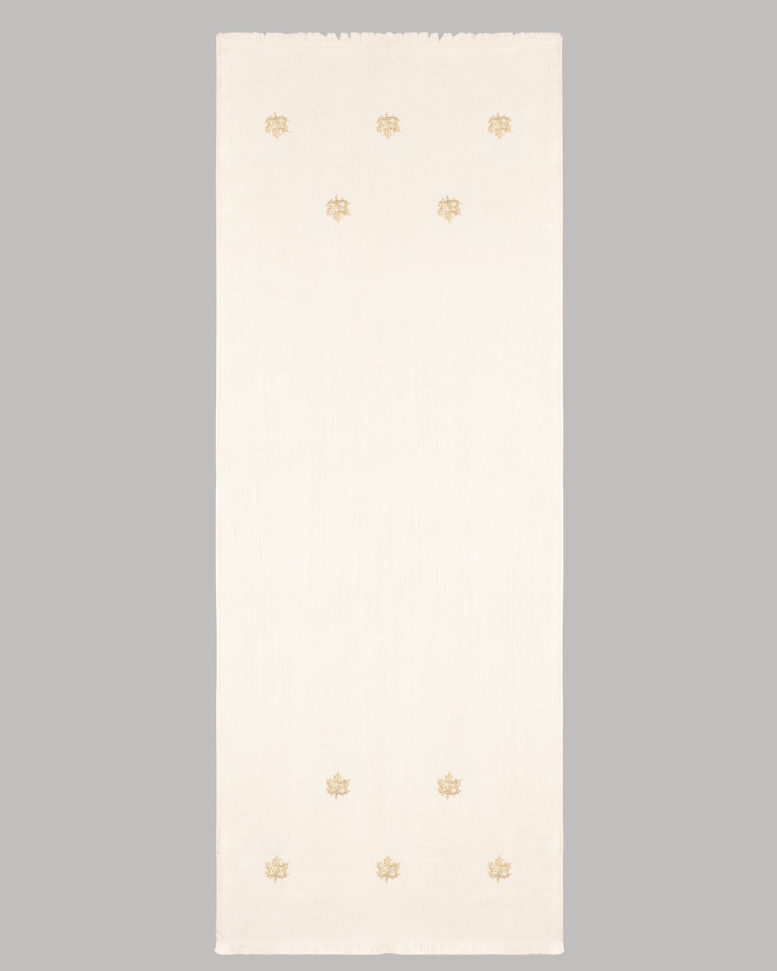 Off White Chinar Patta Embroidered Pure Pashmina Scarf