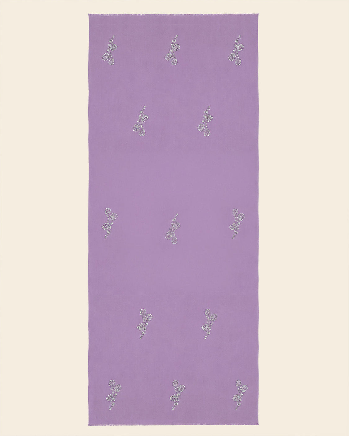 Lilac Tila Flowers Fine Wool Scarf