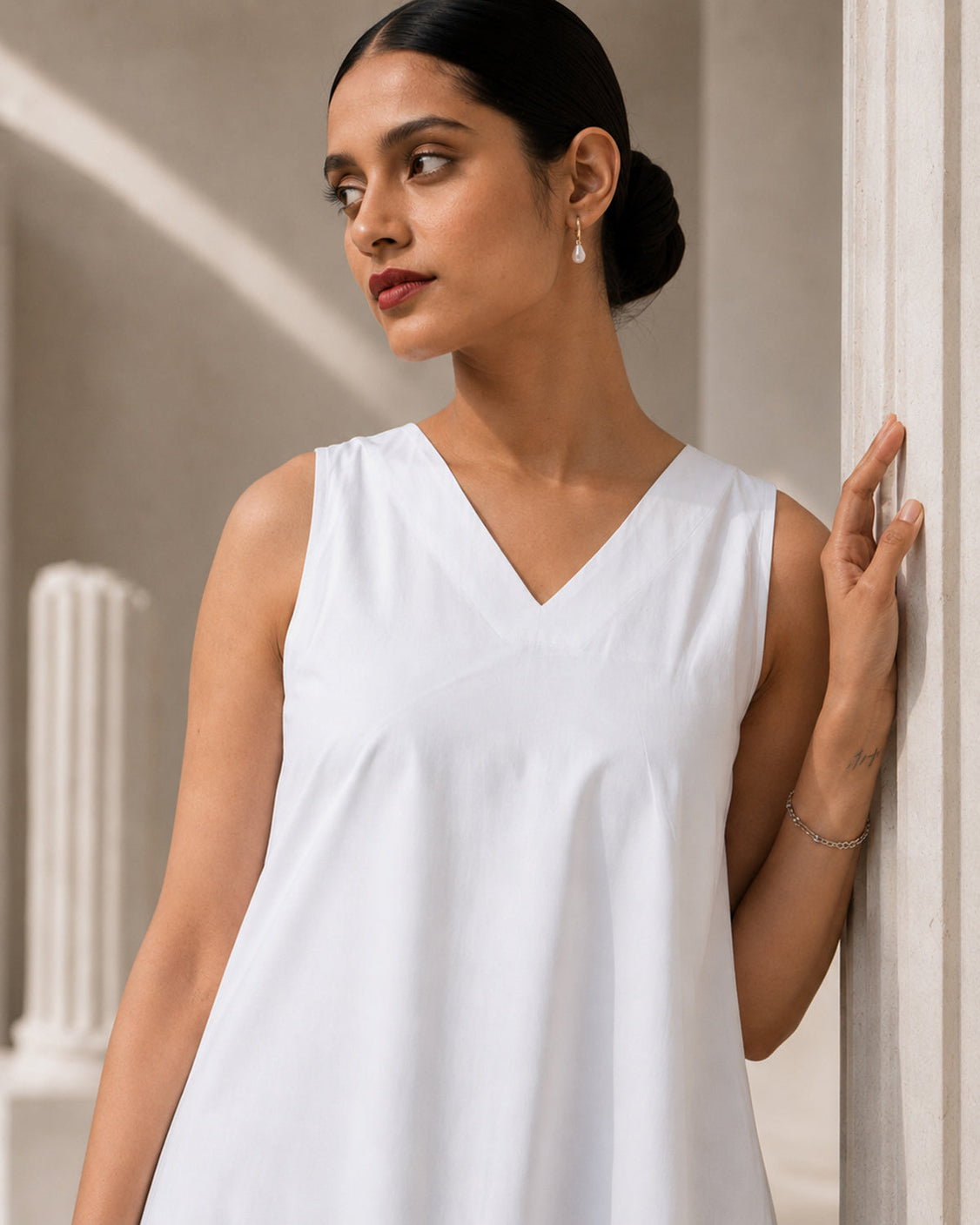 Ink & Ivory Handpainted Layered Cotton Dress