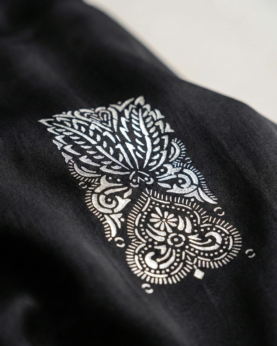 Twilight Bloom Real Silver Silk Kaftan