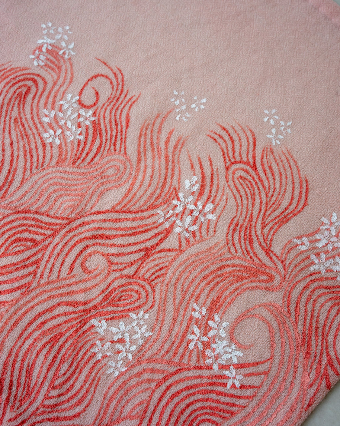 Blush Pink Hand-Painted Pure Pashmina Tie & Pocket Square Set