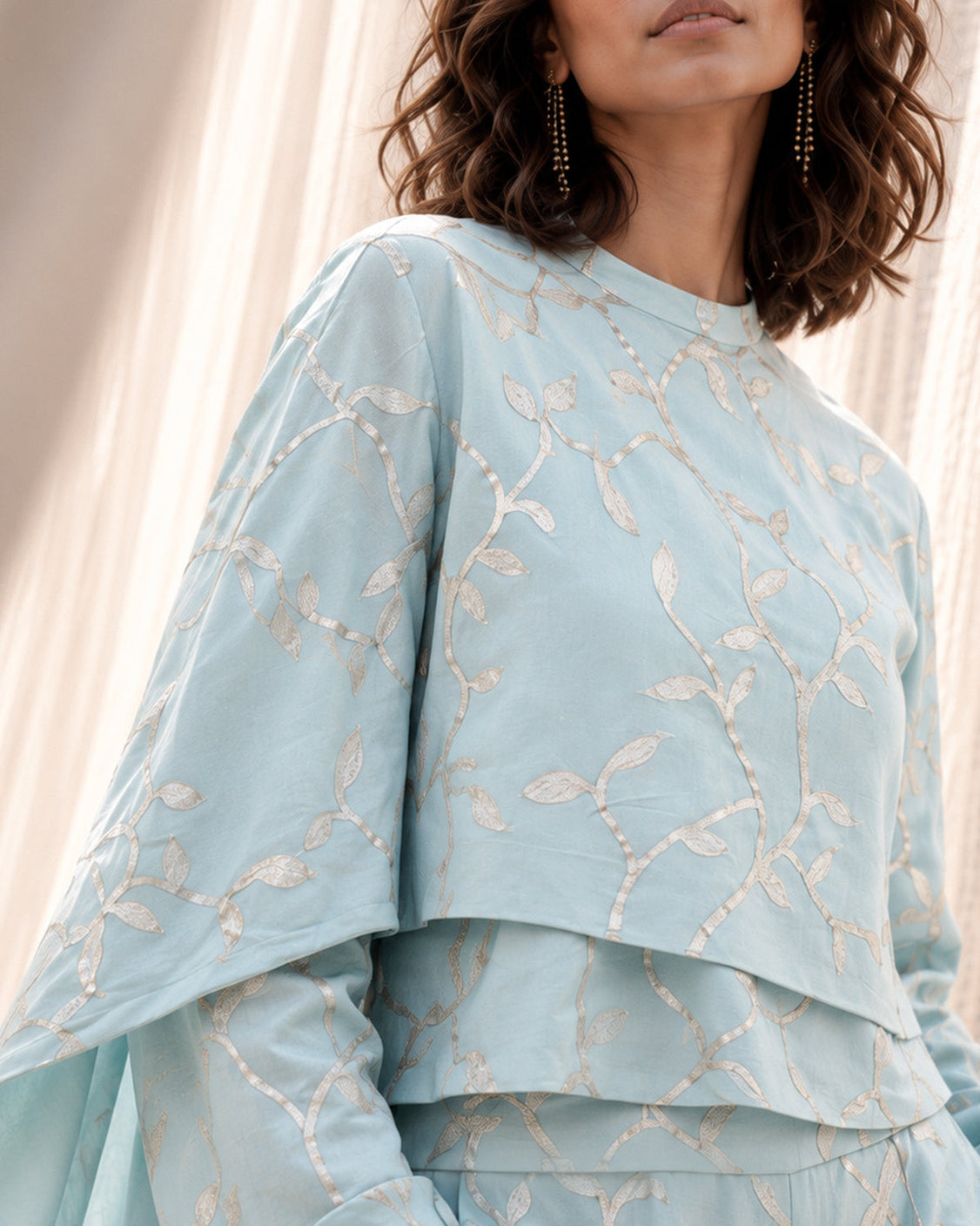 Morning Mist - Ice Blue Chanderi Silk Set