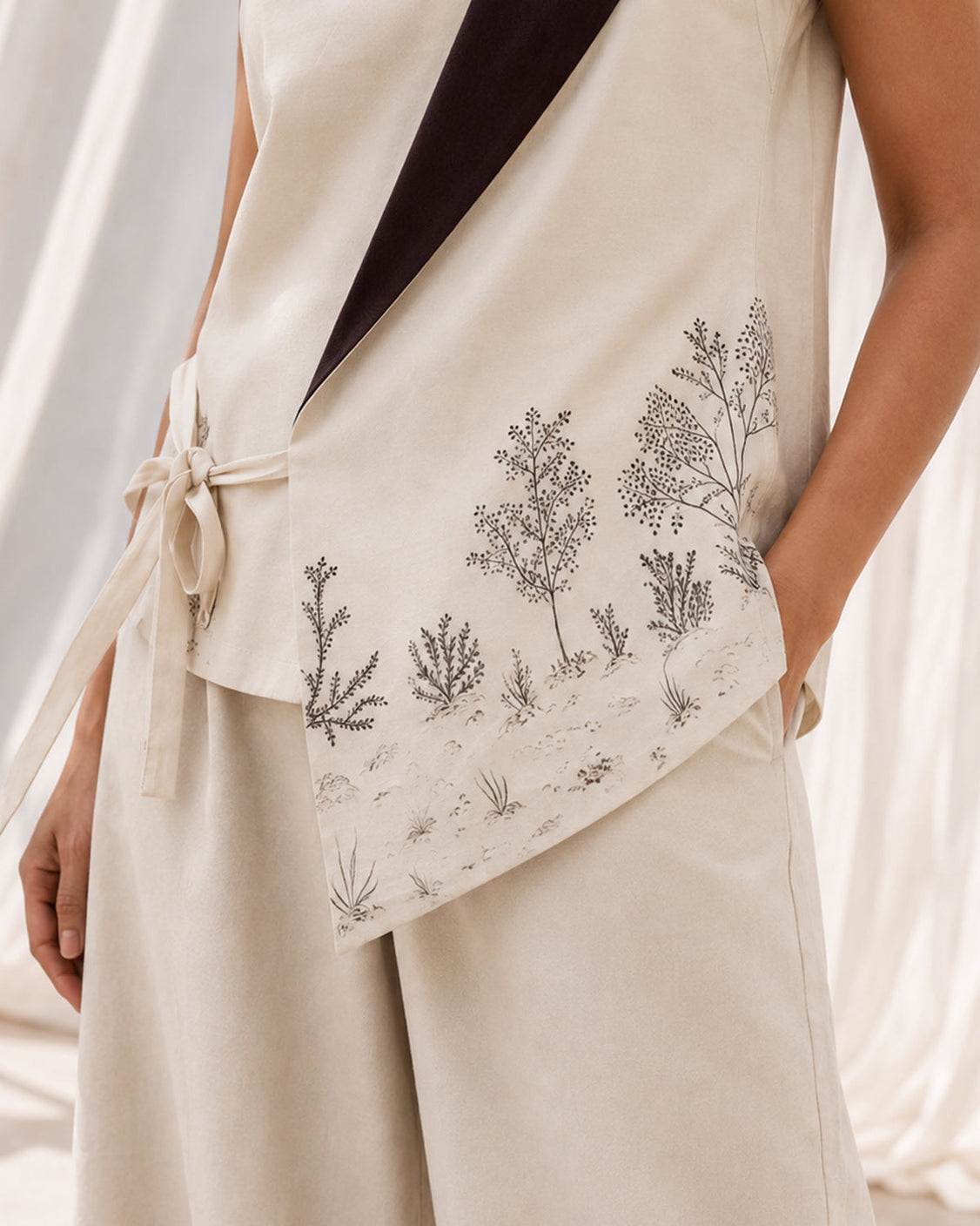 The Quiet Path - Ivory Chanderi Silk Set
