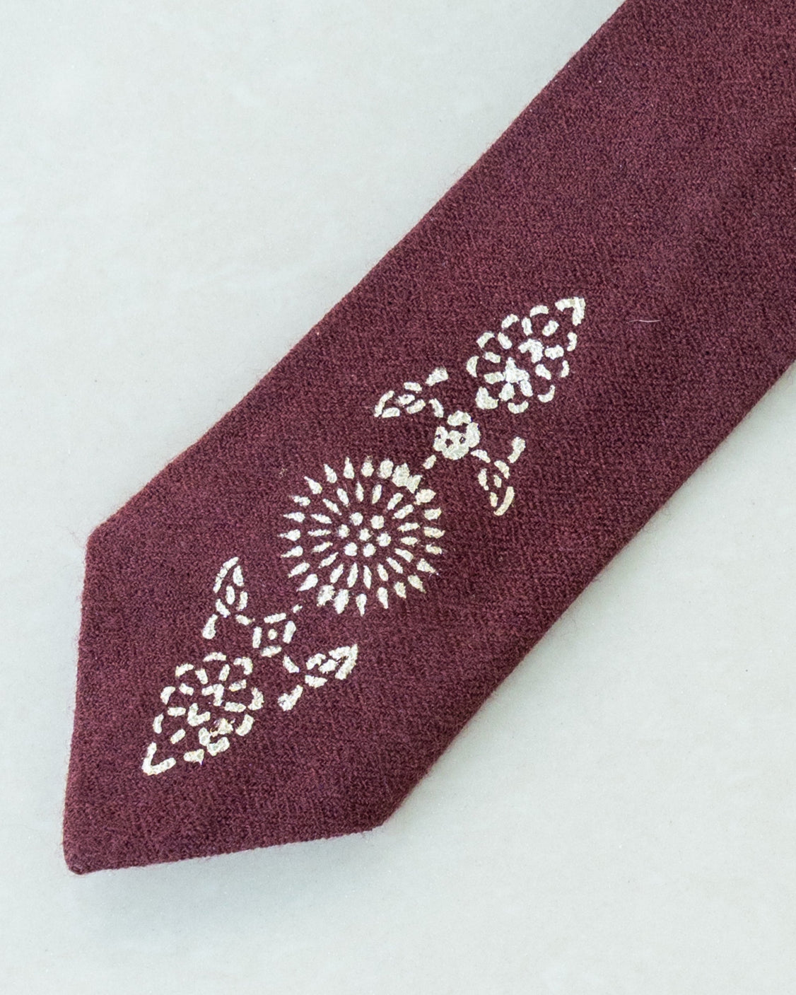 Brown Pure Pashmina Silver Printed Tie & pocket Square Set