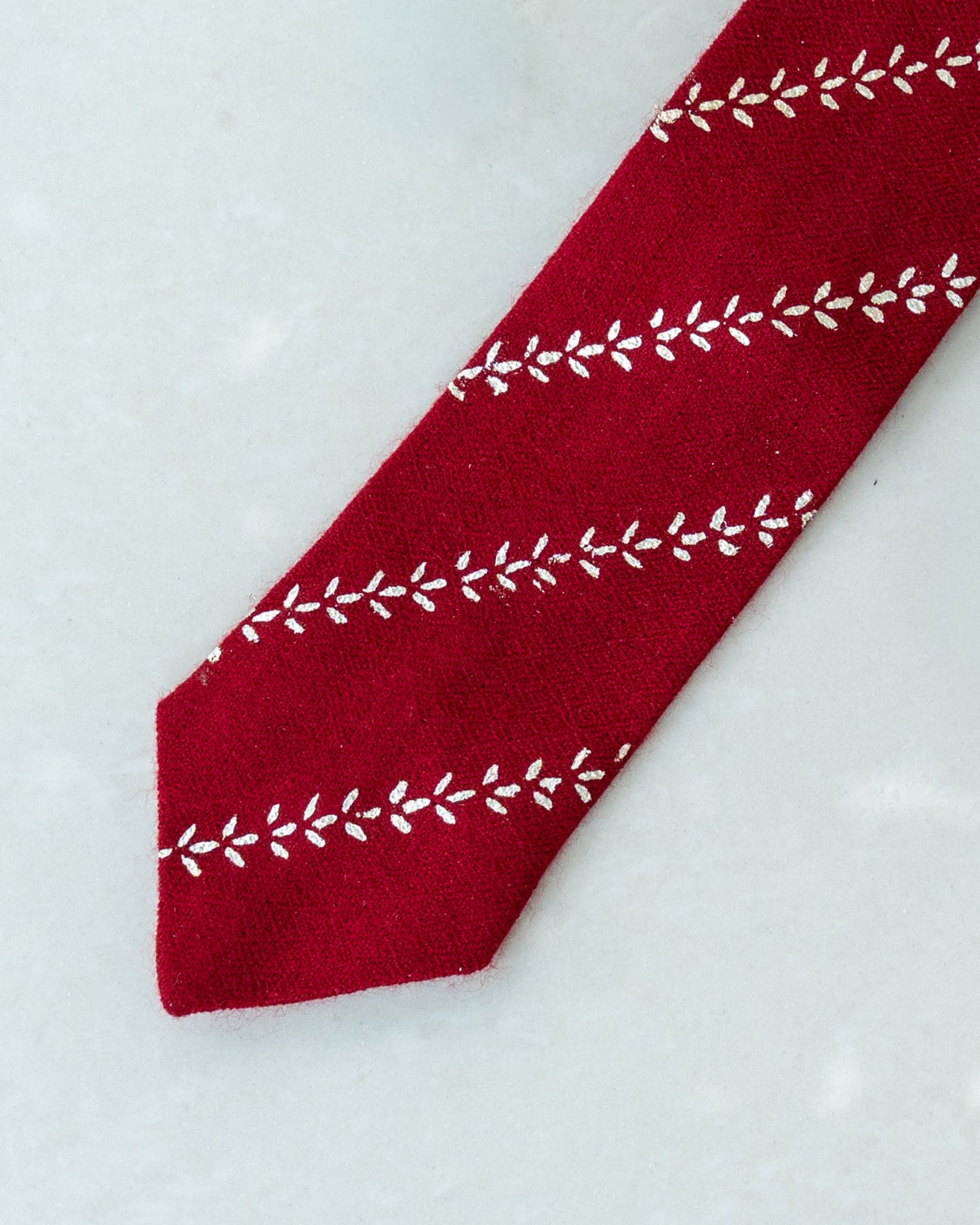 Maroon Pure Pashmina Silver Printed Tie & pocket Square Set