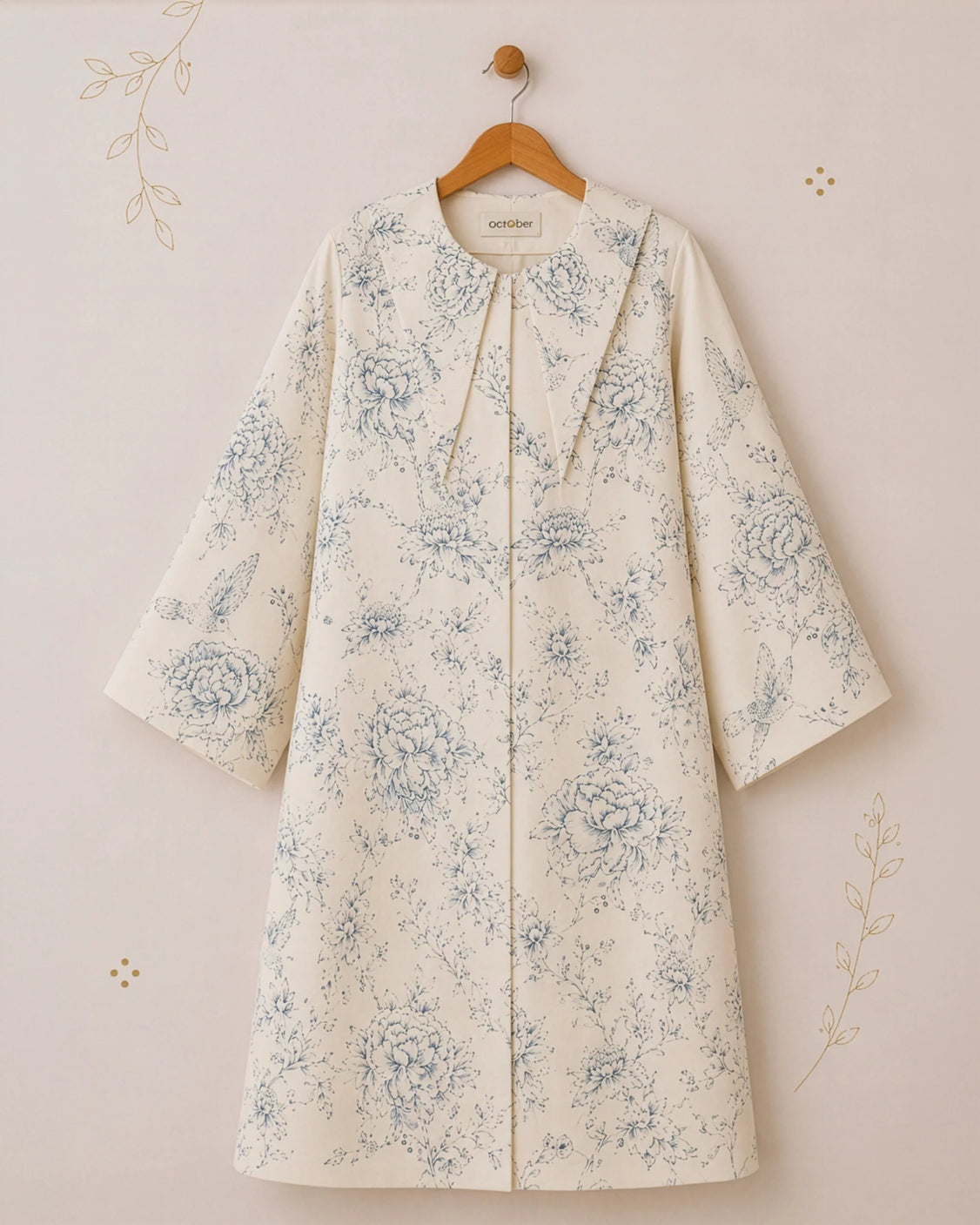 Cloud Handpainted Linen Satin Coat
