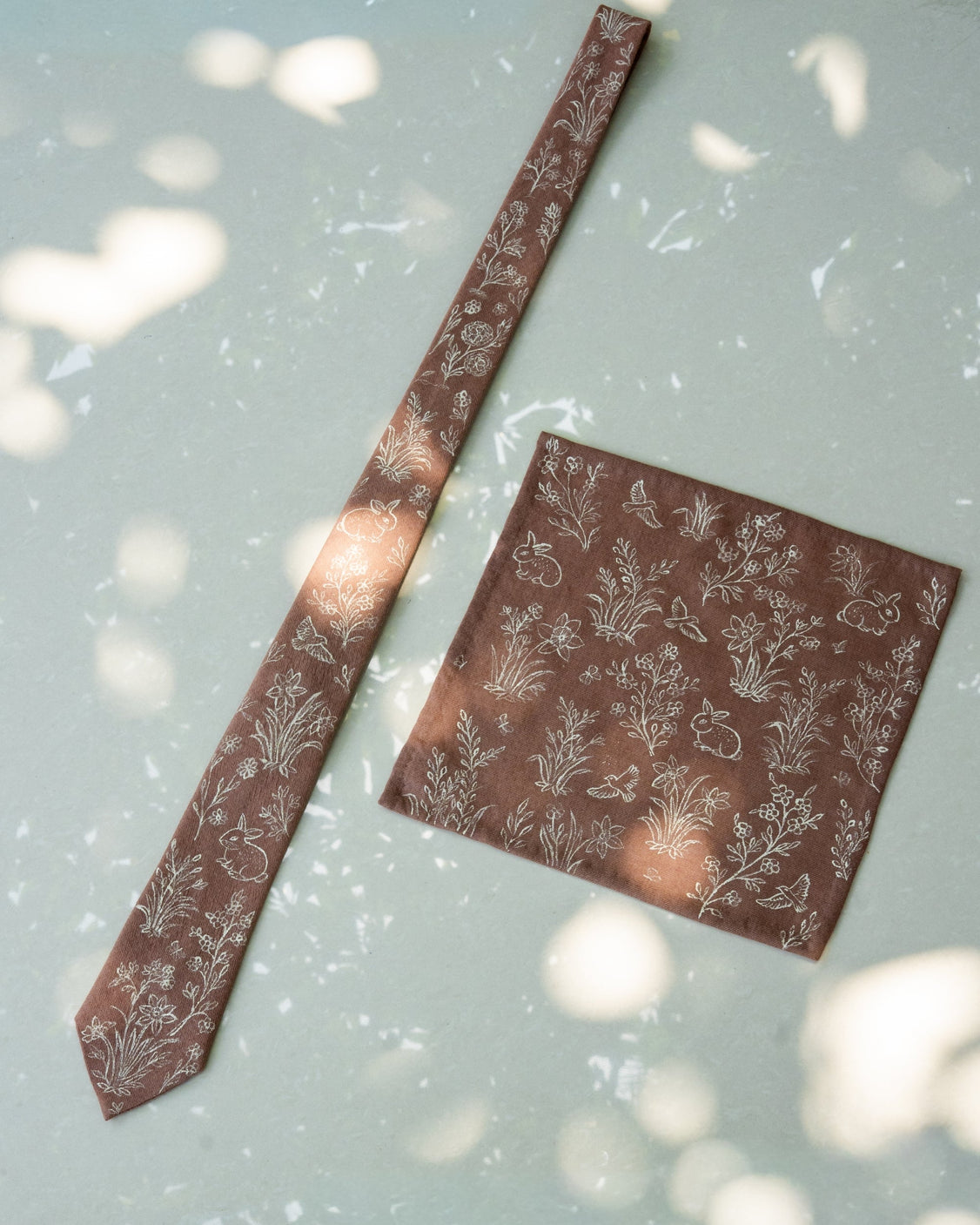 Dusty Rose Hand-Painted Pure Pashmina Tie & Pocket Square Set