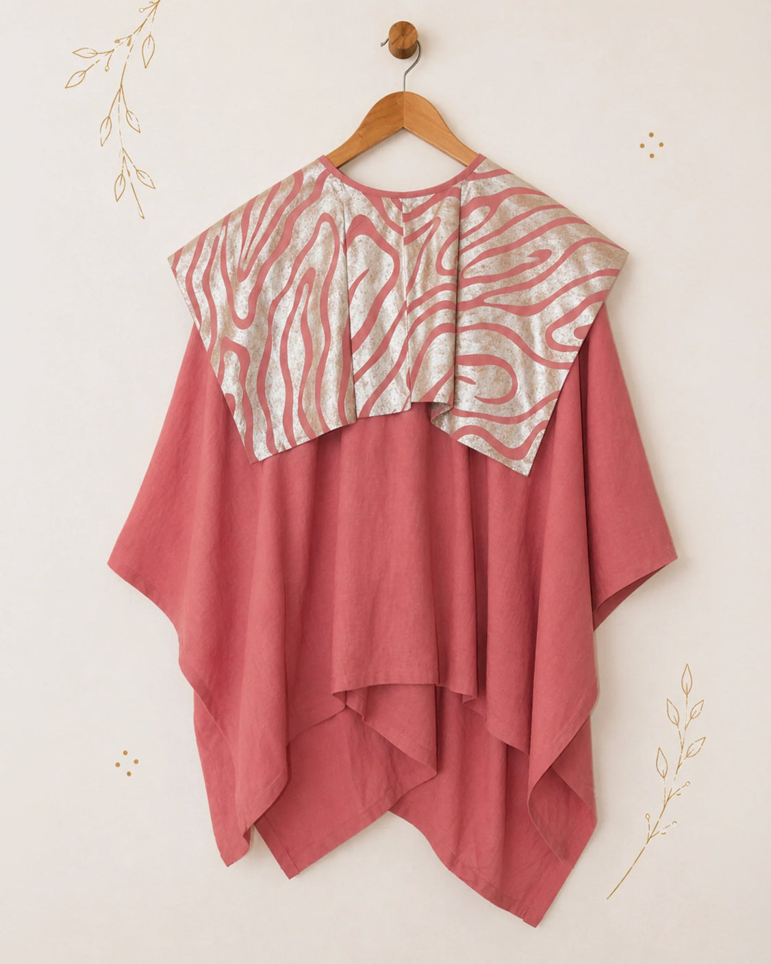 Pink Real Silver Printed Cotton Cape